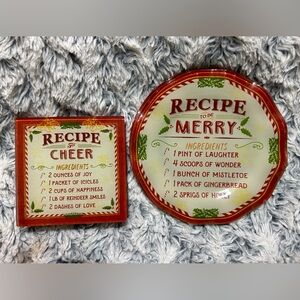 Pfaltzgraff Holiday Recipe Appetizer Plates and Coasters